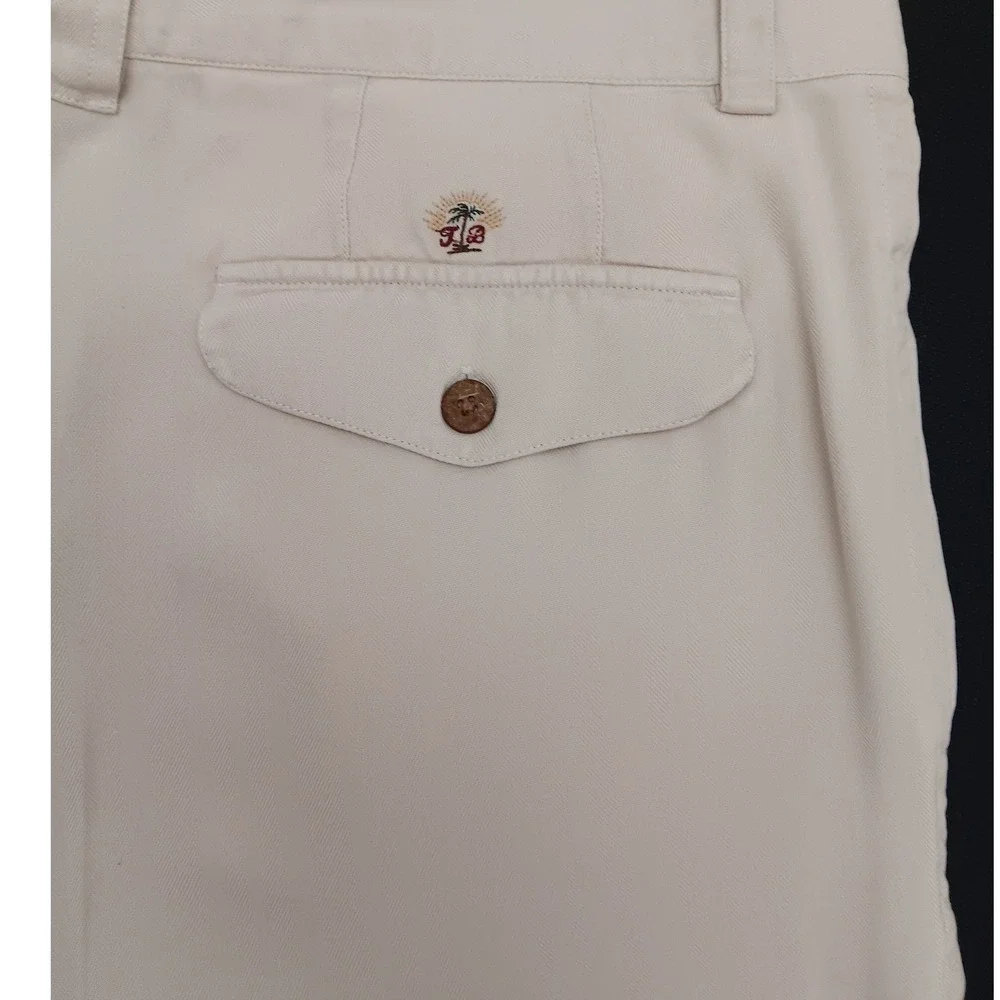 Tommy Bahama‎ Mens Beige 100% Silk Double Pleated Chino Shorts Size 36 Coconut